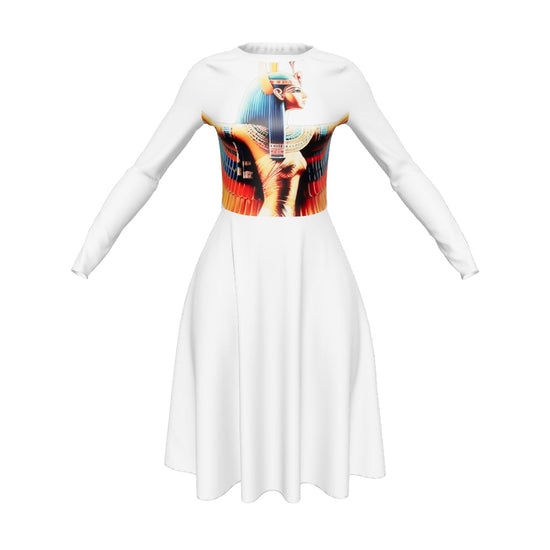 Sun Worlds All-over print long sleeve midi dress