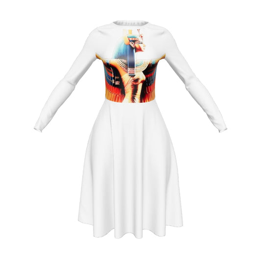 Sun Worlds All-over print long sleeve midi dress